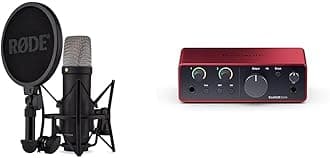 RØDE NT1 5th Generation Large-Diaphragm Studio Condenser Microphone with XLR and USB Outputs & Focusrite Scarlett Solo 4th Gen USB Audio Interface