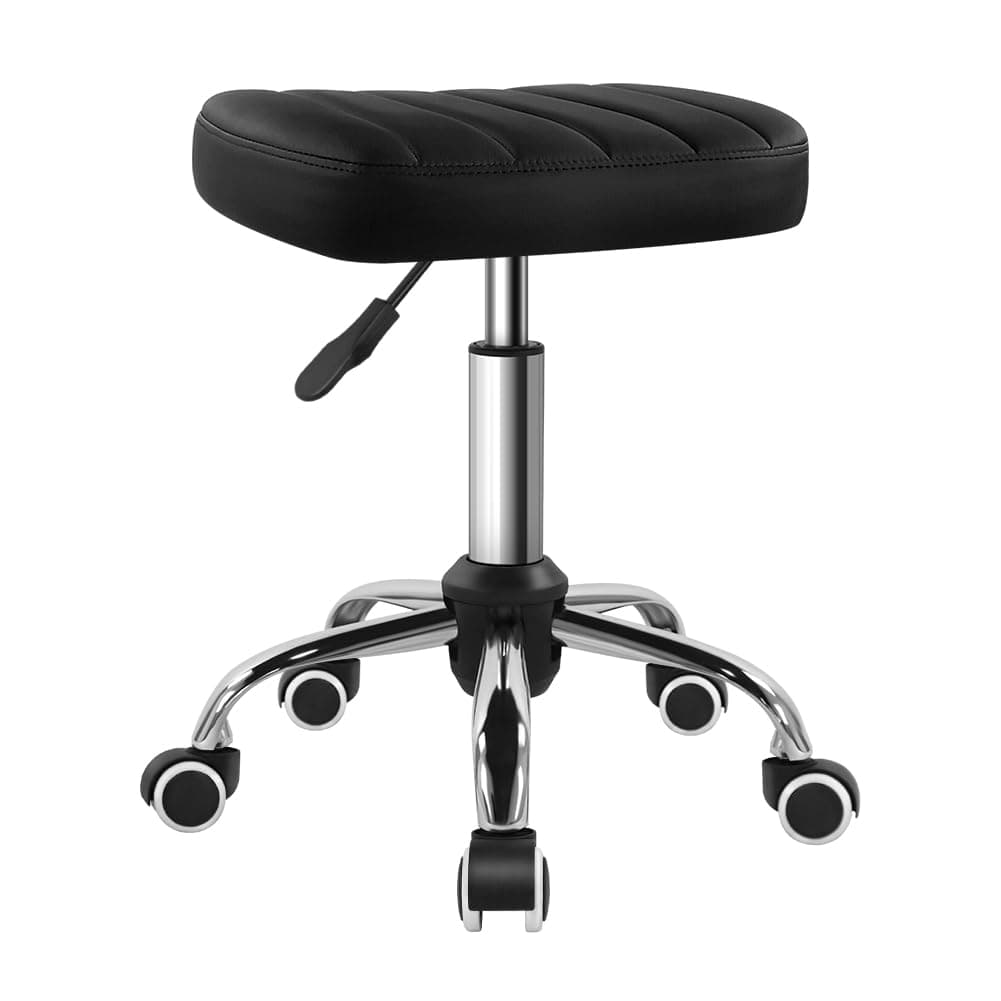 Black Minimalist Square Swivel Stool with Wheel Perfect for Work SPA Shop Massage Height-Adjustable and Cost-Effective Rolling Stool Chair