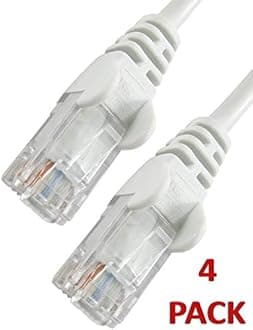 World of Data - 3m WHITE Network Cable - CAT5e - RJ45 - Ethernet - Patch - LAN - Router - Modem - 10/100 4 PACK