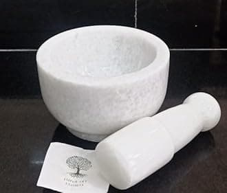 Jaipur Art Exports Marble Mortar and Pestle set large Super White 5 x 3 Inch | Imam Dasta, Kharal, Kundi, Okhli With Rich Polish Unique Product