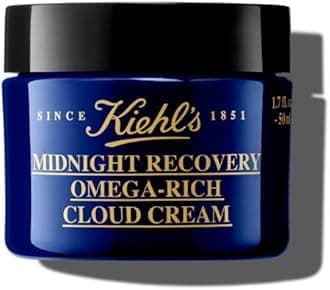 Kiehl's Midnight Recovery Omega Rich Botanical Night Cream, Overnight Renewing Face Moisturiser, Plumps & Replenishes Skin Barrier, with Omega Oils & Fatty Acids, Lavender Scent, 50Ml