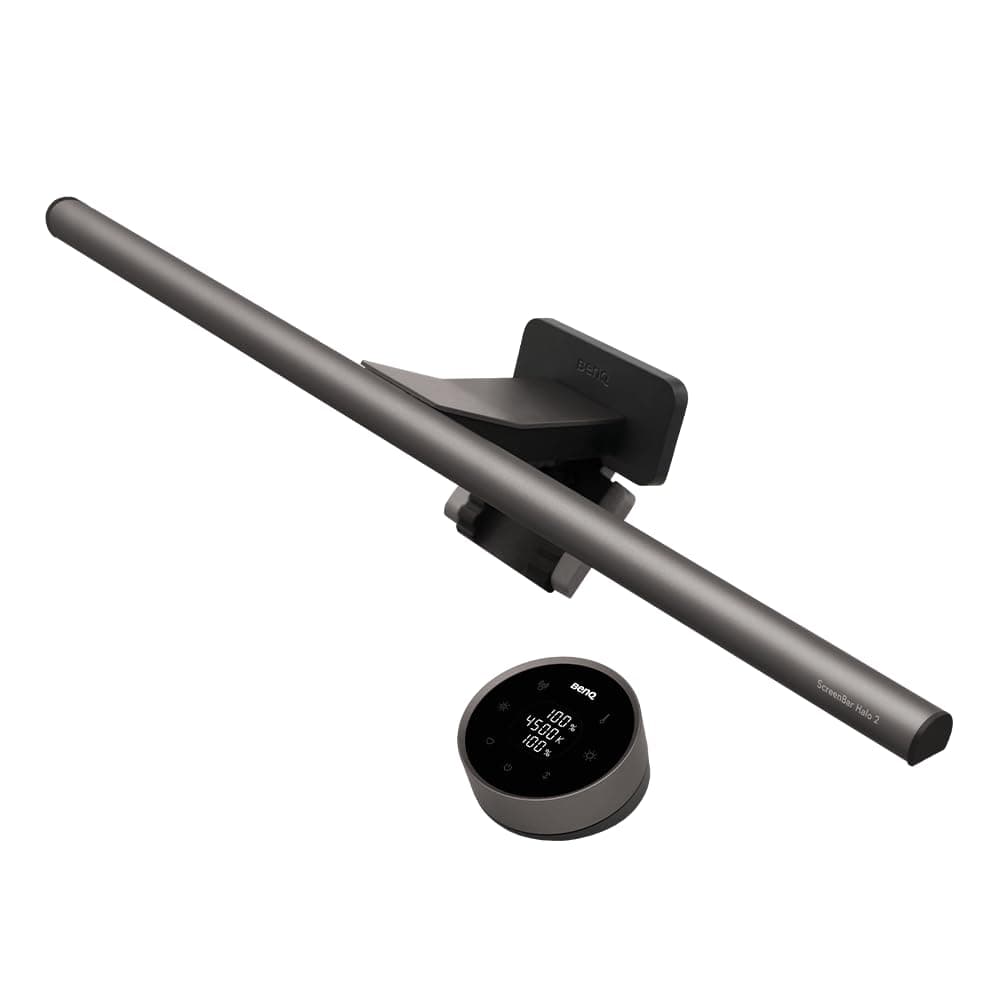 BenQ ScreenBar Halo 2 LED Monitor Light Bar, Wireless Controller, Adjustable Brightness & Colour Temperature, Eye-Care Light Bar, No Screen Glare, Space Saving, USB Powered