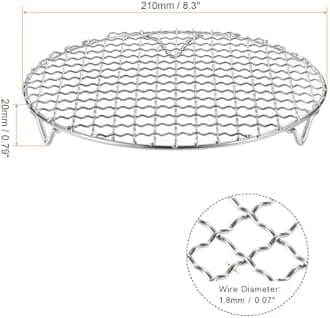 HARFINGTON 2pcs Round Cooking Rack 8.3-inch 201 Stainless Steel Cross Wire Barbecue Grill Net with 20mm Legs for Cooking Baking Steaming BBQ