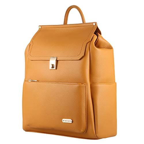 ELIZADA Premium Faux Leather Baby Diaper Bag Backpack - Multi-Function Waterproof Travel Backpack - Large Maternity Nappy Bags for Girls and Boys -Interchangeable Straps - Diaper Mat Include Brown