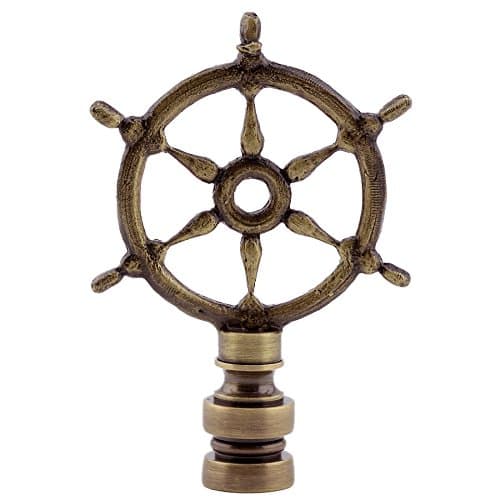 Ship's Wheel Lamp Finial - Antique Brass - 2.75" High