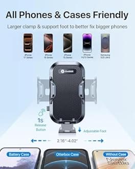 andobil 2026 Military-Grade Car Phone Holder [Upgraded Strongest Suction & Clip] Phone Holders for Your Car, Dashboard Windshield Vent Car Phone Mount for iPhone 17 Pro Max 16 15 14 13 12 Android