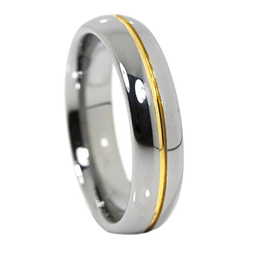 Thin Gold Line Ring Tungsten Carbide 5mm Dome Wedding Band (6)