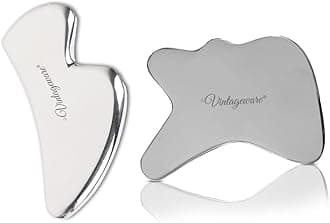 Vintageware® Stainless Steel Gua Sha Combo Set | B-Shape & R-Shape Tools for Face & Body | Relieves Pain & Enhances Skincare | Medical Grade 304 Stainless Steel
