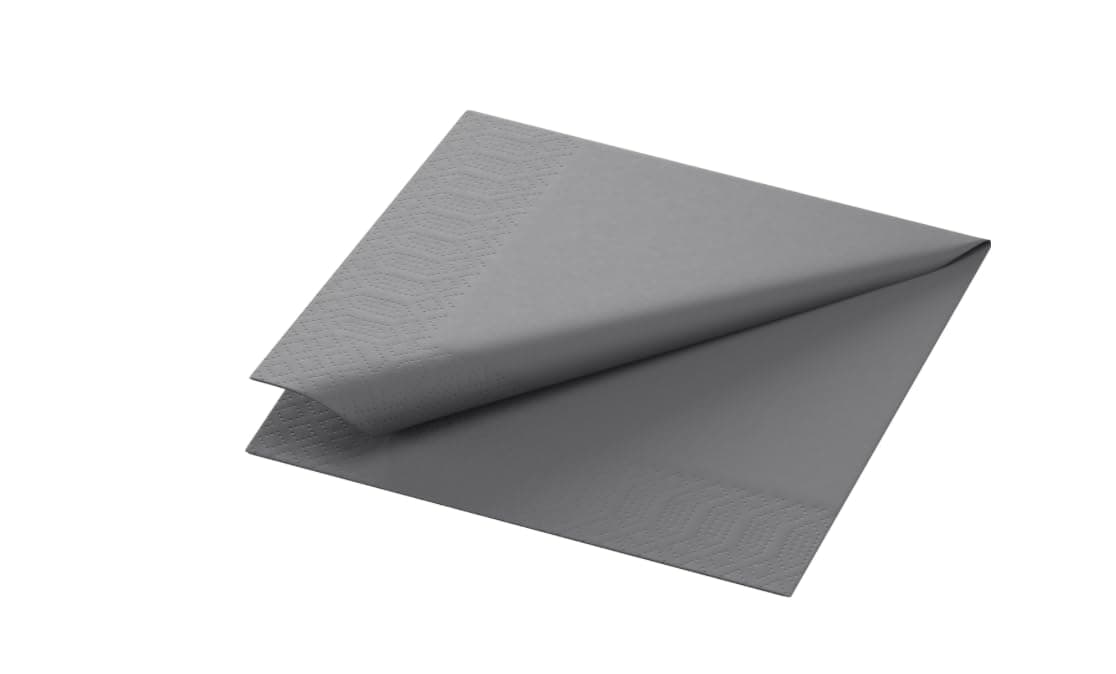 DuniCocktail Napkins 3-Ply Cellulose Plain Granite Grey 24 x 24 cm Pack of 250