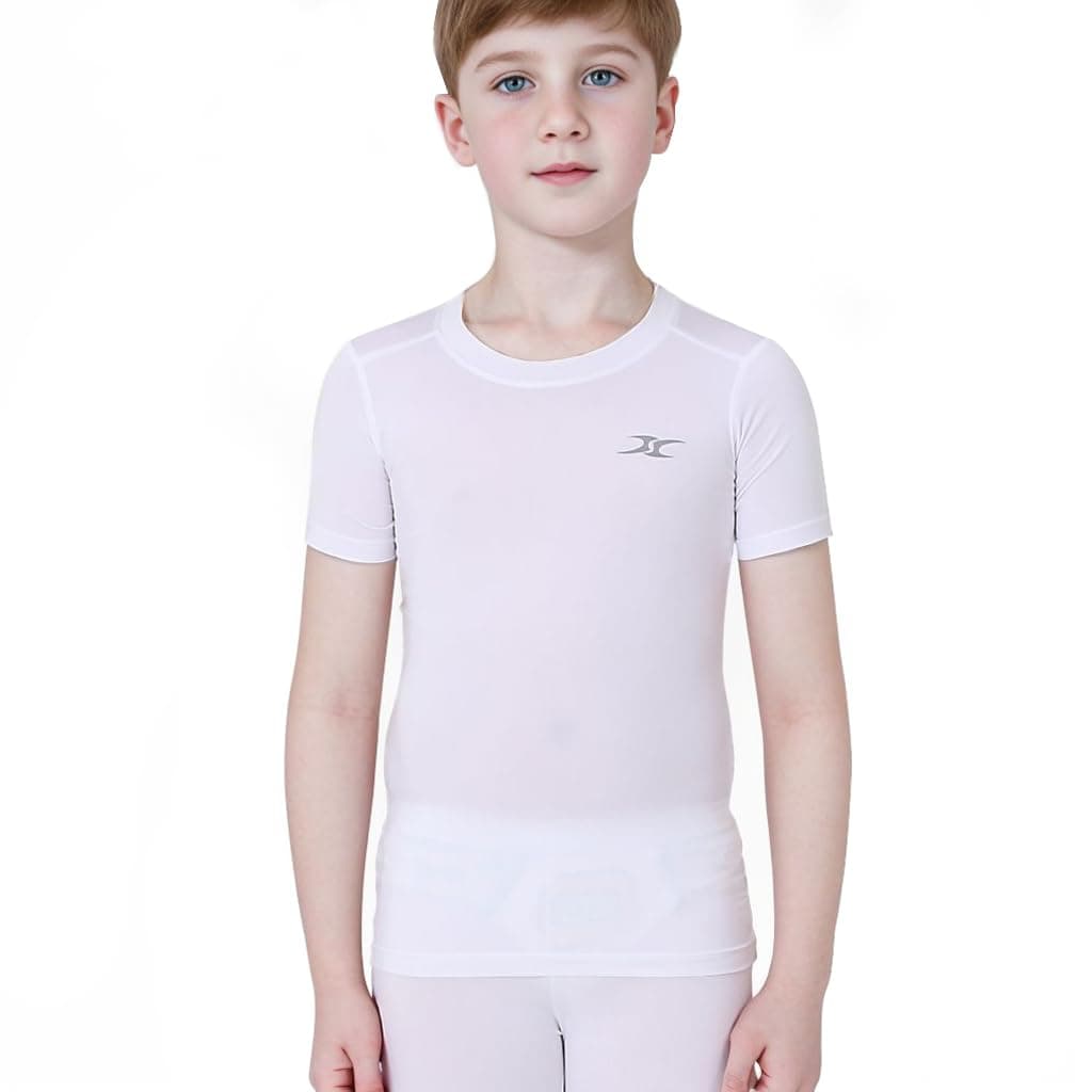 Kids Compression Shirt Underwear Boys Youth Under Base Layer Short Sleeve Top SK