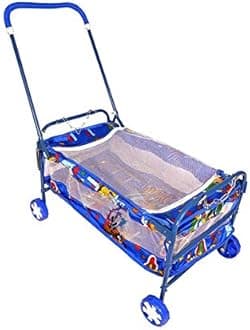 AVANI METROBUZZ Mosquito Net Jhulla Cradle with Swing for New Born Baby 1-2 Years Babies-Newborn Baby Cotton Baby Sleep Swing Cradle-Baby Jhula Jhoola Set with Mosquito Net and Spring (Blue)