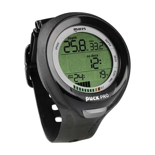 Mares Puck Pro+ Wrist Dive Computer | Ultra Flat Design Watch-Style One Button Control Underwater Scuba Diving Computer, Black/Black