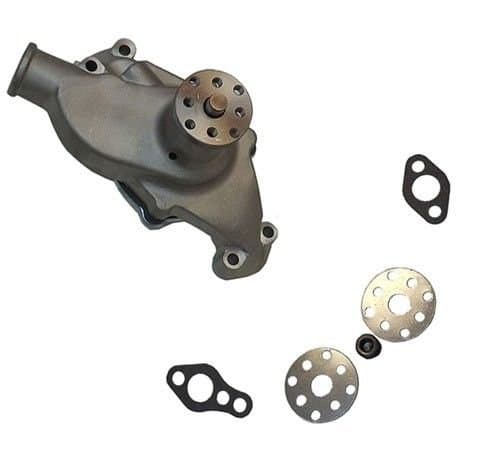 DEMOTOR PERFORMANCE High Volume Cast Aluminum Water Pump Short Style Natural Finish For Chevy Small Block SBC 283 327 350 1955-68