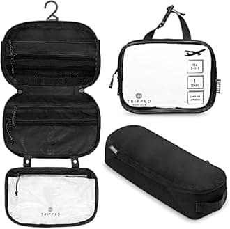Toiletry Bag Kit Set: Hanging Travel Toiletry Bag + 311 TSA Cosmetic Liquid Bag + Ultralight Accessory Organizer Pouch