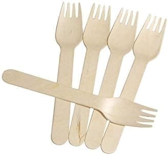 [ Pack of 200pcs, 160mm] Disposable Wooden Forks | Wooden Dining Tableware Fork Set | Ideal for Birthday, Wedding, Events & Party