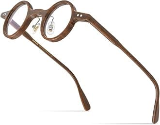 Acetate Glasses Frame Men,Left Square Right Round Vintage Retro Optical Eyeglasses