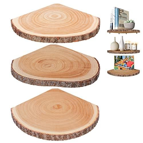 ShineZoom Corner Floating Shelves（3Pcs Wood Corner Shelf Rustic Corner Shelves Wall Corner Shelf for Decor/Storage/Kitchen/Bedroom/Office/Living Room