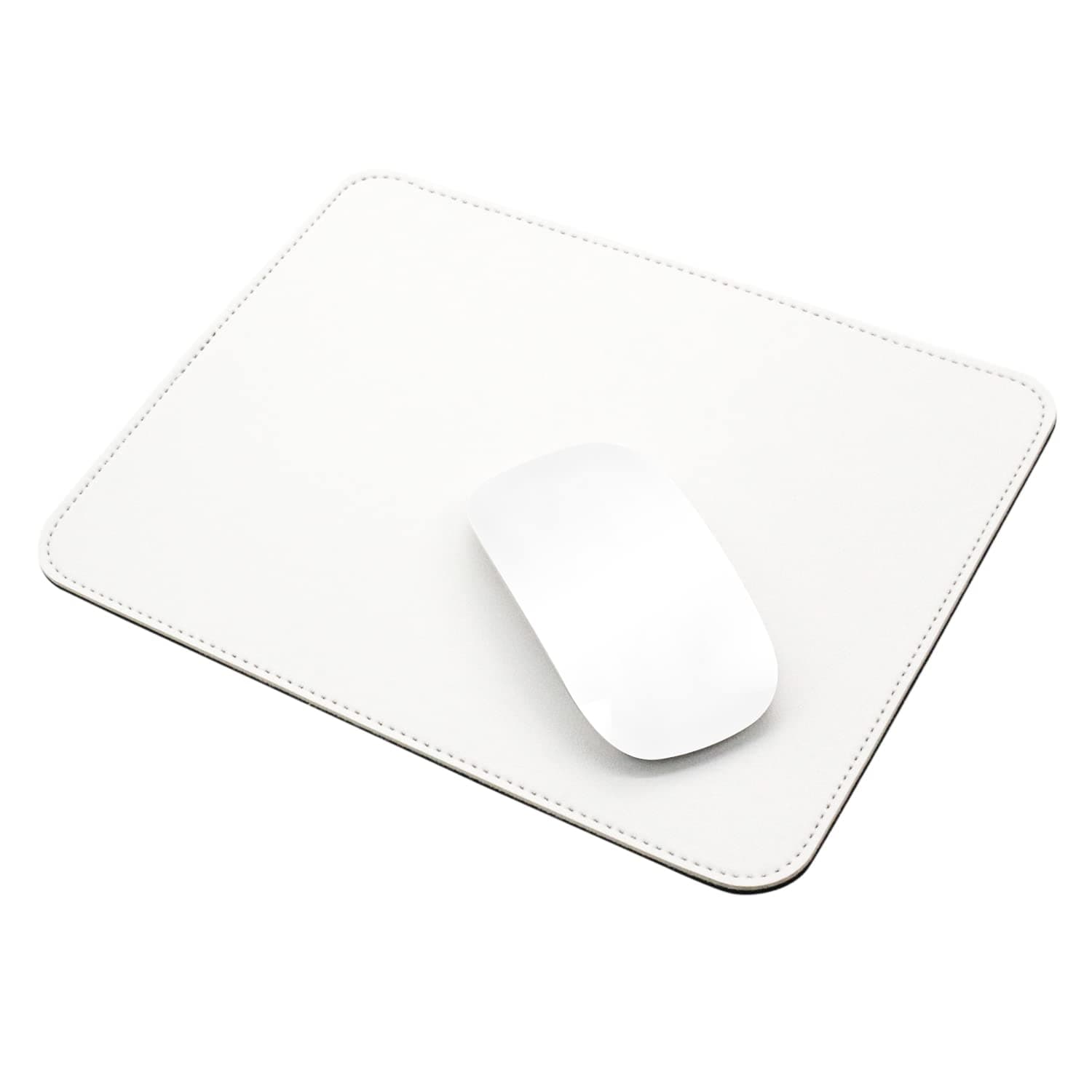 ProElifePU Leather Mouse Pad Mat 9.8'' x 7.8'' Cute Waterproof Wear-Resistant Mousepad with Anti-Slip Base/Stitched Edge for Home Office School Gaming Computer Laptop Accessories (White)