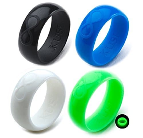 Silicone Wedding Ring Band for Men Committed to Active Lifestyle, Infinity Bands, Rubber, Comfort Fit, Black, Glow in The Dark and More, Singles and 4 Pack Sets