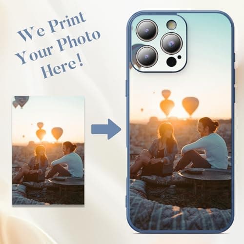 Custom Photo Phone Case for iPhone 16/15/14/13/12/11 Pro Max, Made in USA, Personalized Phone Cases, Shockproof Protection, Customized Photo Case for Birthday Friends Family Valentine-Blue