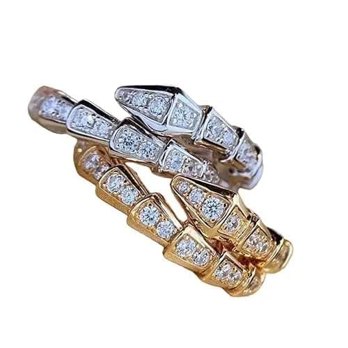 925 Sterling Golden/Silver Ring Adjustable Personality Ring Jewelry Adjustable Open RingsFinger Jewelry for Women Birthday Gift with Luxury Gift Box