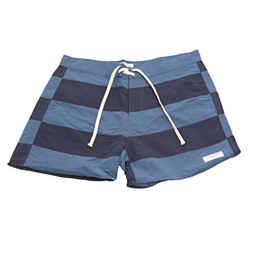 Saturdays NYC Men's Offset Stripe Board Shorts Azure/Navy