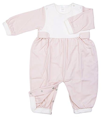 Paty Pima Jacquard Romper w/side Tabs (3-6M, Pink)