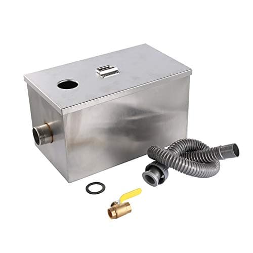 LeftCafe Practical 8LB Commercial 5GPM Gallons Per Minute Grease Trap Stainless Steel Interceptor for Restaurant Kitchen Wastewater