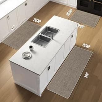 cusugbaso Kitchen Floor Mats, Washable Rubber Backing Absorbent Farmhouse Non Slip Runner Rugs for Sink for Front, Hallway, Home, Laundry Room (Beige, 17.3"x47")