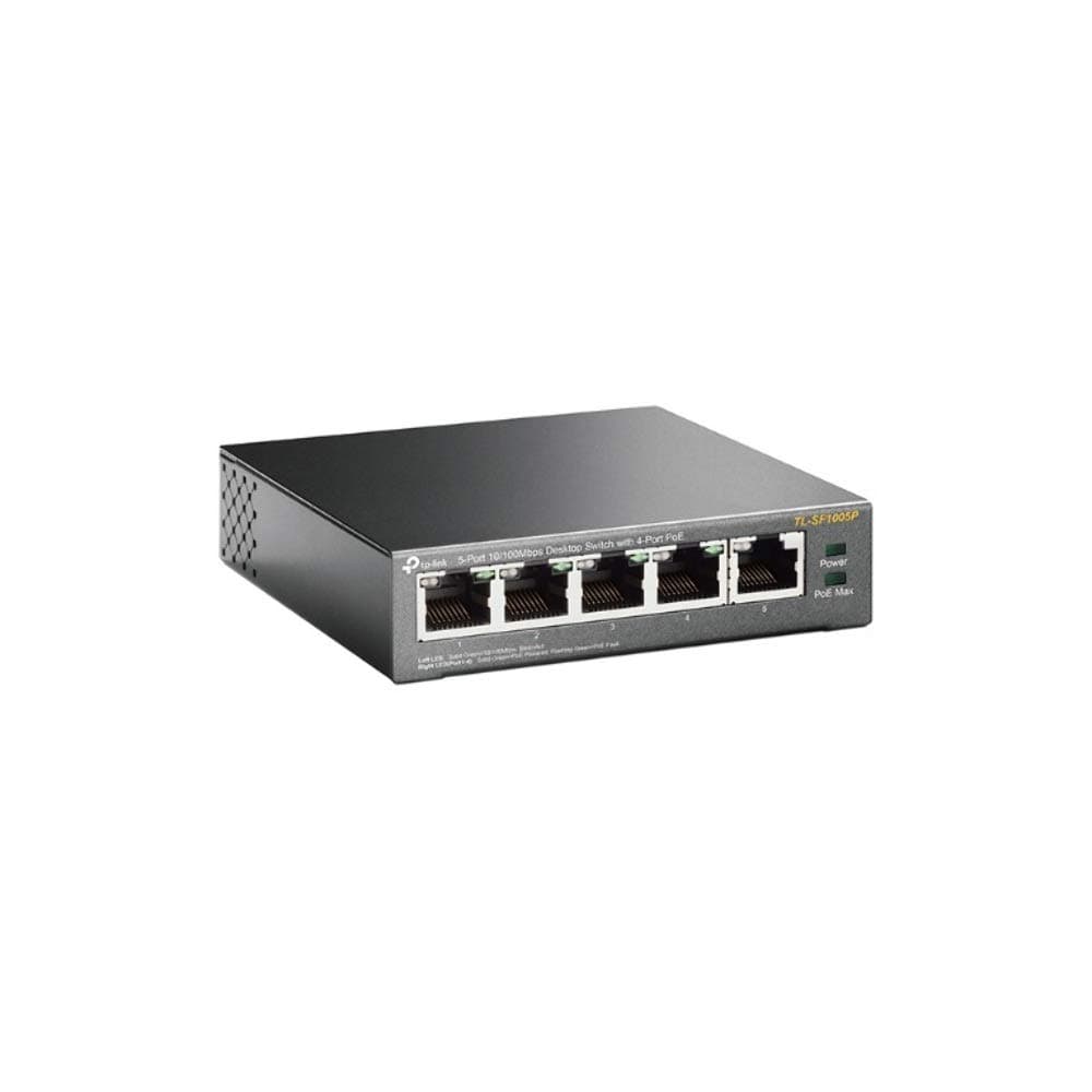 TP Link TL SF1005P Desktop Switch with 4 PoE Ports @56W, Plug & Play, Sturdy Metal with Shielded Ports, Fanless, Limited Lifetime Protection, Traffic Optimization, Unmanaged, 5-Port 10/100 Mbps