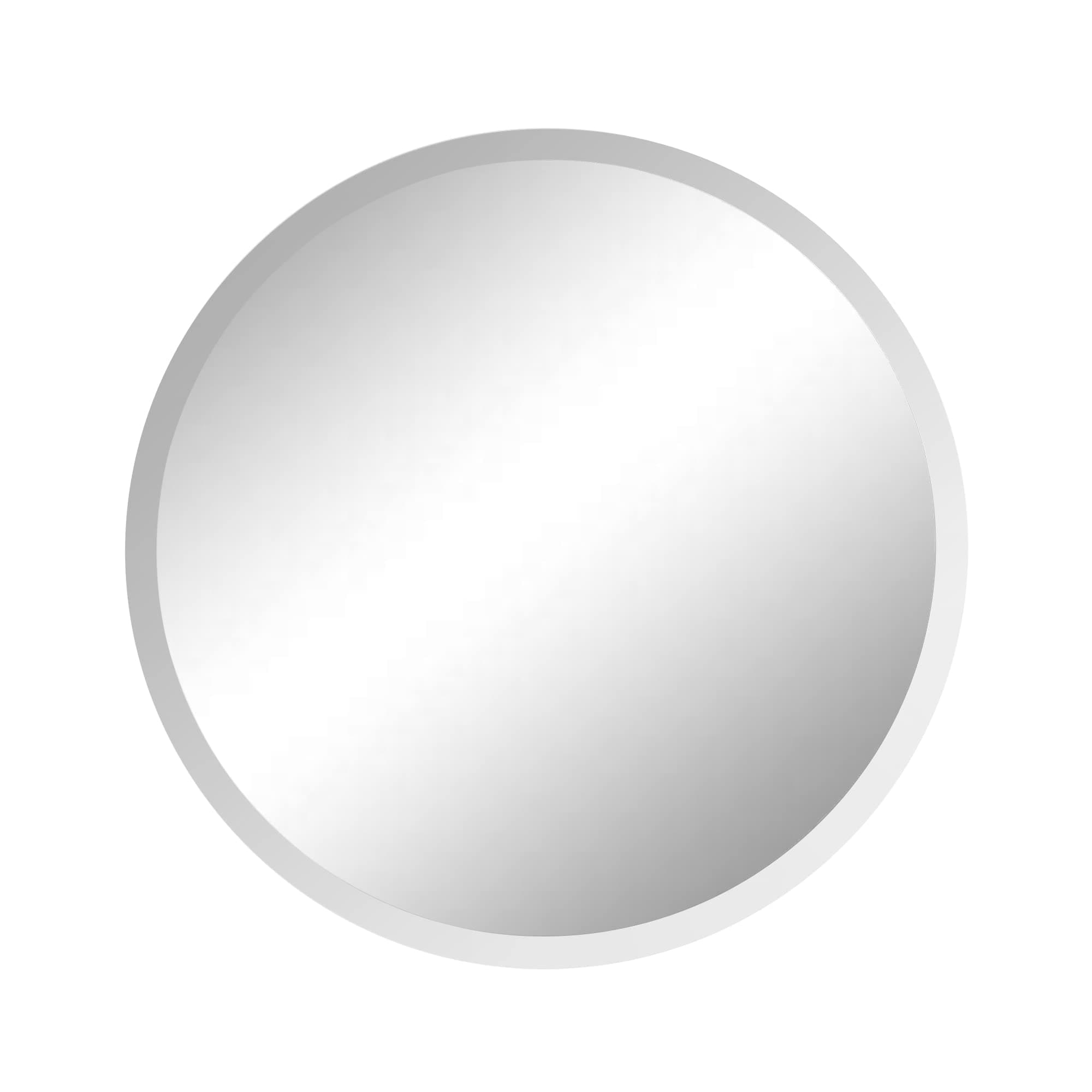 Fab Glass and Mirror Frameless Round Safety Backing 1" Beveled Edge Mounted with Hooks-Bathroom Wall Mirror, 36" x 36", Silver