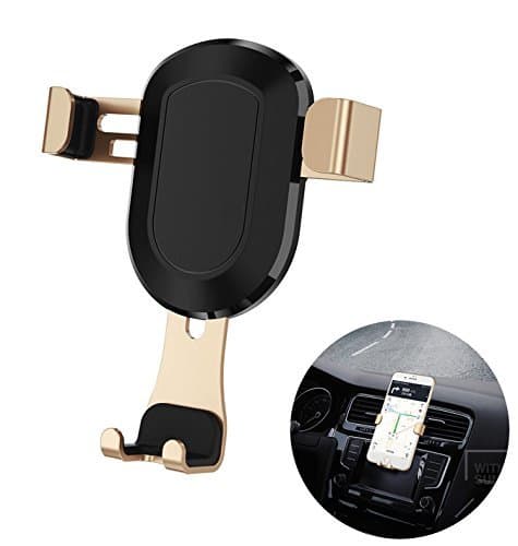 Car Mount Phone Holder，Universal Cell Phone Mount Air Vent Clip for iPhone 7/7plus 6 6s,Samsung Galaxy S7 S6/Other Smartphone in car (Golden)