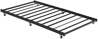 VECELO Twin Trundle Bed Frame Only/Roll Out/Enhanced & Up-Graded Metal Slats Support, Black