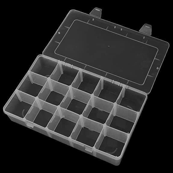 POXEFLIP plastic organiser box organizer 15 grid container jewelry box removable adjustable divider ring beads earring fishing necklace bracelets clear button pill storage cosmatic storage box