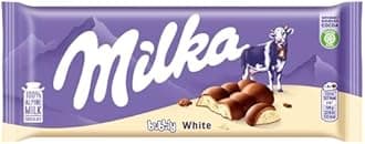 Milka Bubbly Chocolate Bar, White Chocolate Bubbly Texture with Milk Chocolate Coating, 95g