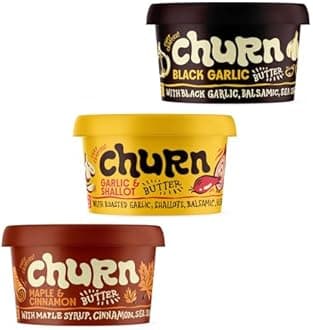 Churn Flavored Butter Dinner & Dessert Variety Packs Churned with Organic Grass Fed Butter (5.5oz, Pack of 3) - Non-GMO, Hormone-Free, Compound and Finishing Butter (Dinner & Dessert)