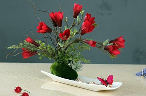LLPXCC Artificial flowers Creative home floral dining table living room modern simple European style decorative flowers orchids silk flower hotel indoor large red