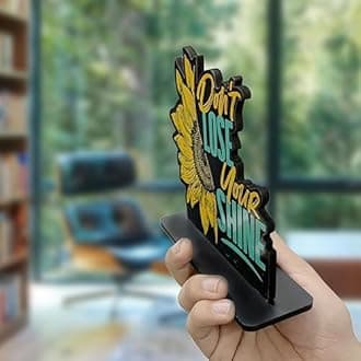 Artvibes Wooden Don't Lose Your Shine Positive Quotes Table Decoration For Office Desk | Home Decor Item | Living Room | Modern Art Wood Showpiece Gift Items (SP_1147)