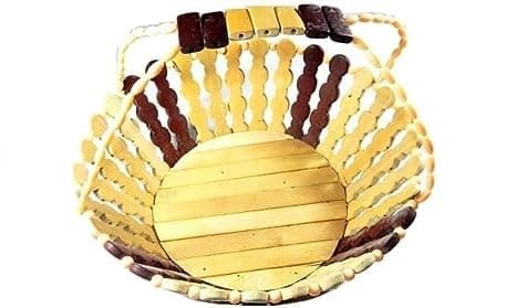 Wooden Fruit Basket Handmade Fruit Basket with Handle for Flower, Fruit, Vegetable