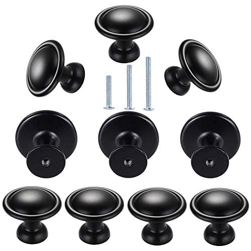 10pcs Dresser Drawer Knobs 1.2" Black Knobs for Cabinets and Drawers,Cabinet Hardware Round Pulls Handle