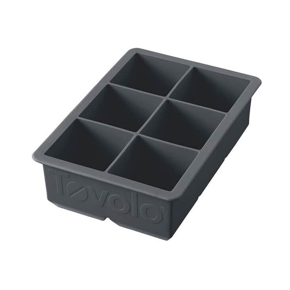 Large 2” King Cube Ice Tray Charcoal Gray Ice Cube Trays for Whiskey Cocktails Smoothies, Big Square Ice Cube Mold Silicone Freezer Tray for Perfect Rock Cubes BPA Free Dishwasher Safe
