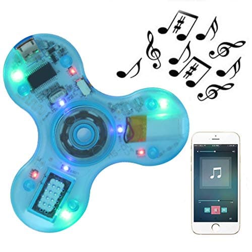 Kivors LED Light Fidget Spinner, Clear Led Crystal Hand Spinner Stress Release EDC Toys with Wireless Speakers for Children Adults