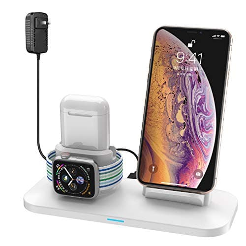 Wireless Charger, 3 in 1 Wireless Charging Station for A pple Watch and i Phone Air pods, Wireless Charging Stand Compatible for A pple i Phone X/XS/XR/Xs Max/A pple Watch Series