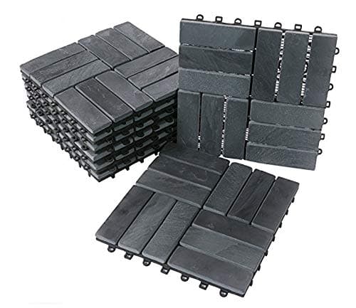 BodenMax Natural Stone Click Slate Tiles | Baroque Pattern | 30cm x 30cm x 2,5cm | 8 Tiles = 0,72m² | Suitable for Indoor and Outdoor use: Balcony, Terrace, Garden, Swimming Pool, Sauna