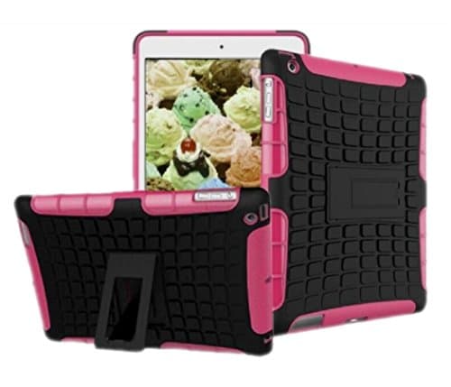 New Ipad Case Cover Shockproof Rugged Hard For New iPad 9.7 inch 2017 Version Model numbers A1822 A1823 MP2G2LL/A MP2J2LL/A MPGT2LL/A MPGW2LL/A MP2F2LL/A MP2H2LL/A (Black + pink )