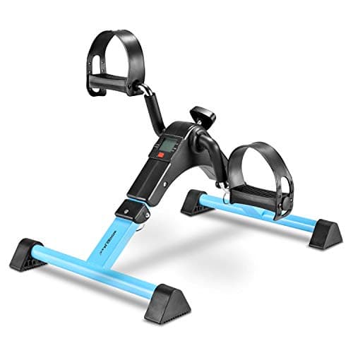 Foldable Pedal Exerciser, Under Desk Mini Exercise Bike Equipment with Electronic Display for Legs and Arms Workout
