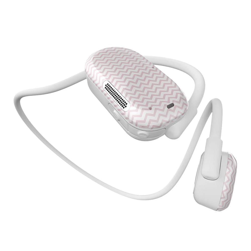 Purity Air Open Ear Headphones - True Air Conduction Wireless Bluetooth Open Ear Earbuds with Dual Mic for iPhone/Android - Secured Long Wearing Comfort, Sports Sweat Resistant (Pink Chevron)