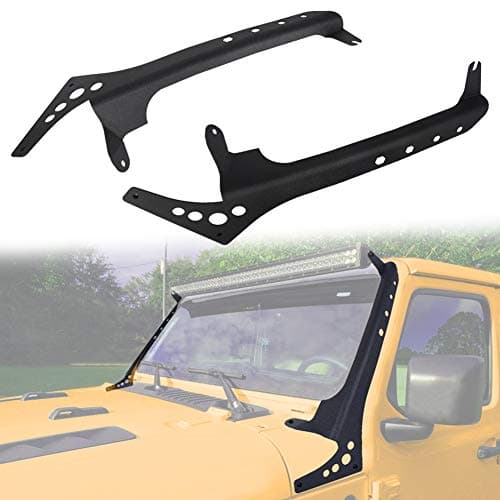 JL Light Bar Brackets 52 inch Straight Light Bar Upper Windshield Mounting Bracket for 2018 2019 Jeep Wrangler JL without Drilling