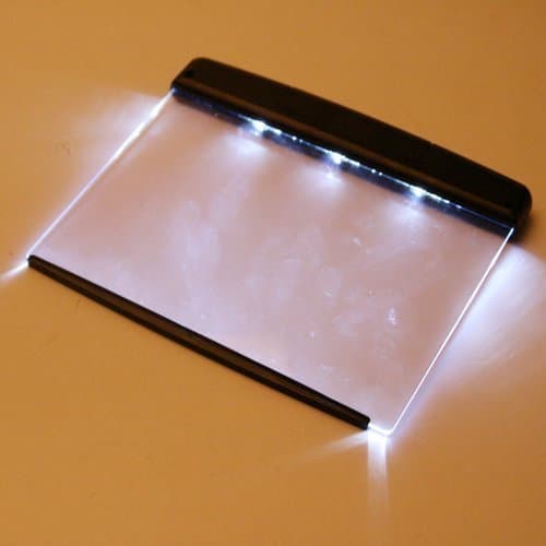 Plastic LED Book Light, Magic Night Vision Flat Plate for Reading with Portable Car Travel Panel (Black and Transparent)