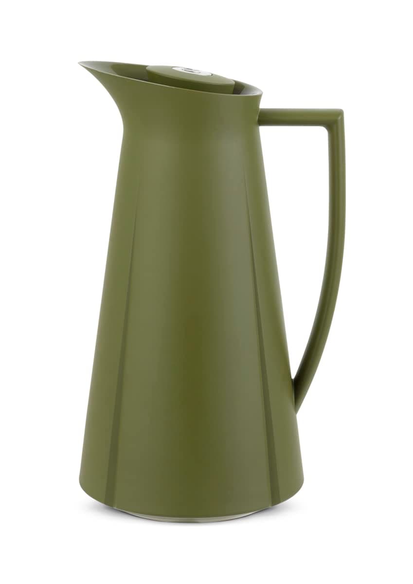 Rosendahl Grand Cru Thermos Flask with Innovative Push Button Technology Made of Plastic and Steel in Olive Green for Keeping Drinks Warm and Cold, 1 Litre Capacity